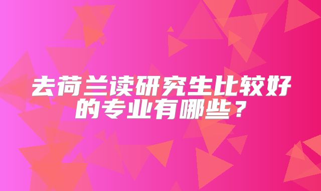 去荷兰读研究生比较好的专业有哪些？