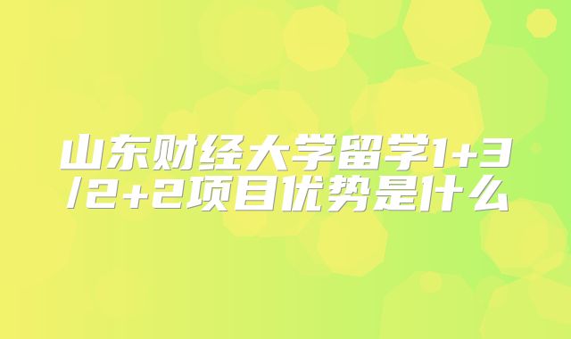 山东财经大学留学1+3/2+2项目优势是什么