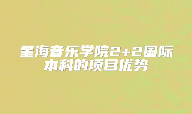 星海音乐学院2+2国际本科的项目优势