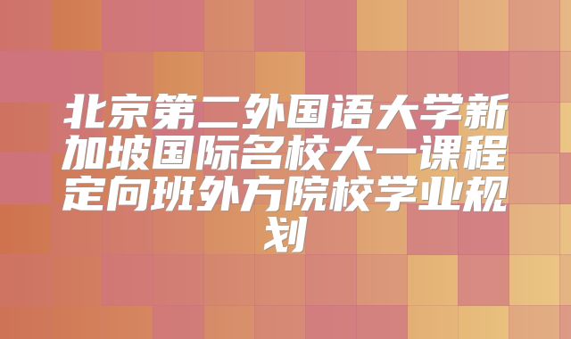 北京第二外国语大学新加坡国际名校大一课程定向班外方院校学业规划