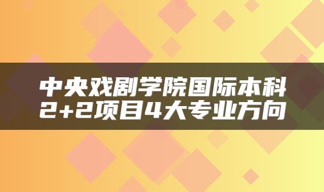 中央戏剧学院国际本科2+2项目4大专业方向