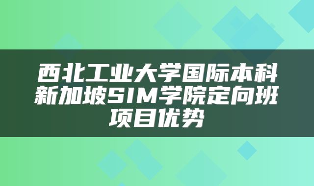 西北工业大学国际本科新加坡SIM学院定向班项目优势