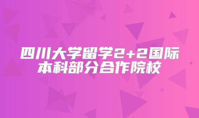 四川大学留学2+2国际本科部分合作院校
