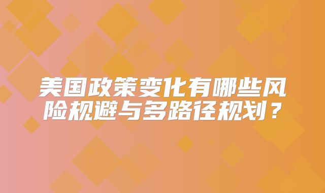 美国政策变化有哪些风险规避与多路径规划？