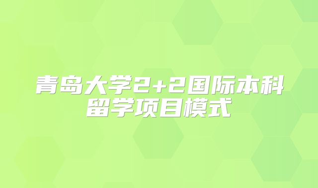 青岛大学2+2国际本科留学项目模式