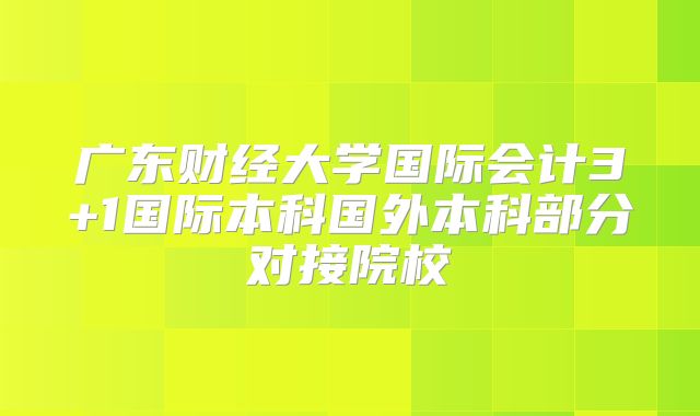 广东财经大学国际会计3+1国际本科国外本科部分对接院校